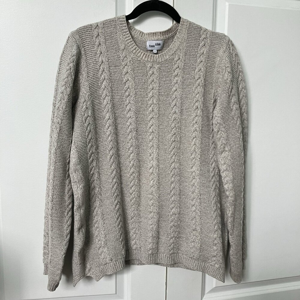 Frank & Oak Sweater Mens M‎ Oatmeal Cotton Blend Long Sleeve Crewneck Neutral